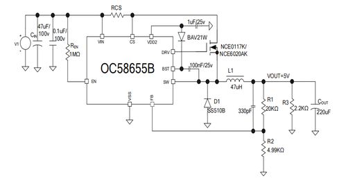 歐創(chuàng)芯開關(guān)降壓型dc dc控制器oc58655b產(chǎn)品介紹